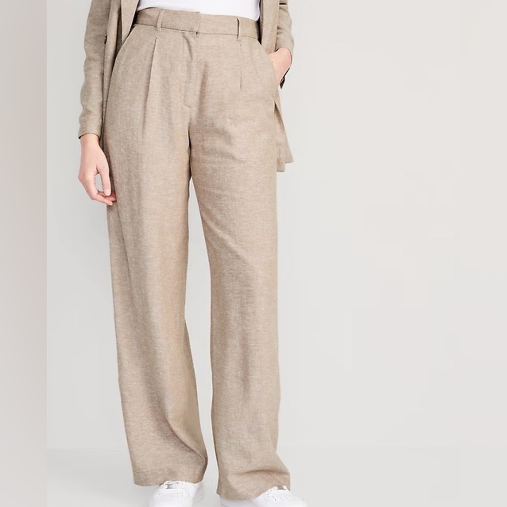 Old Navy Extra High-Waisted Taylor Wide-Leg Trouser Pants Linen Blend XL X2
